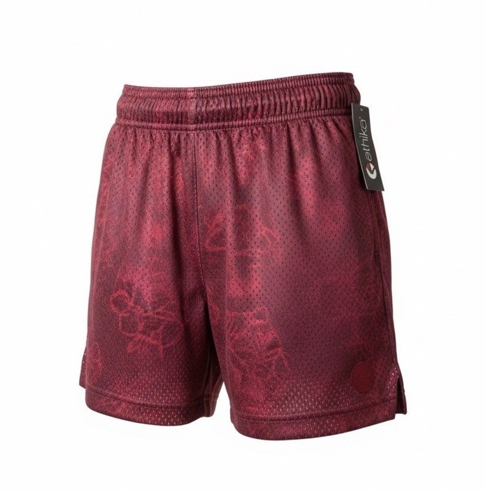 Ethika Boys‎ Basketball Shorts Kensei Red Mesh Pattern Athletic, Size L, NWT
